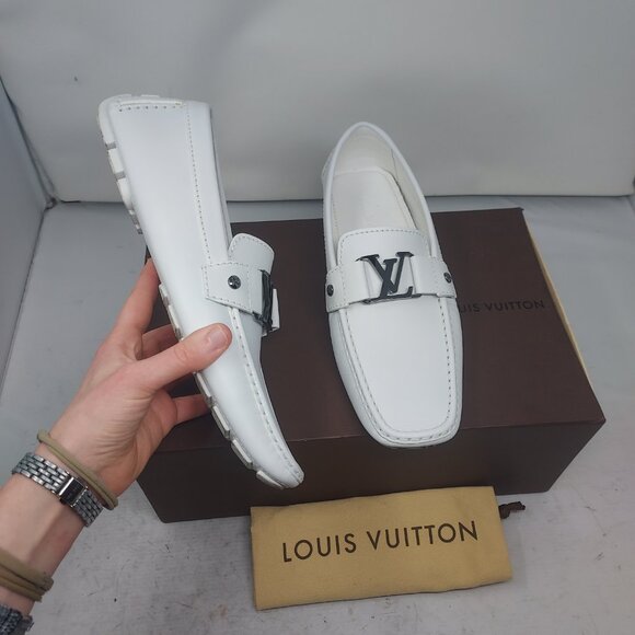 Louis Vuitton White LV Leather Driver Shoe - Picture 7 of 12